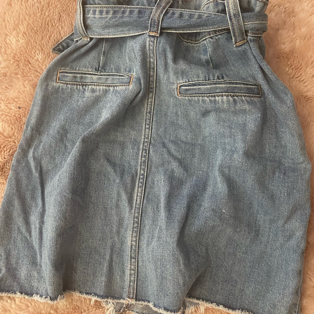 Extreme High Rise denim belted skirt